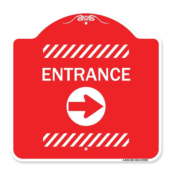 Signmission Flex Post Entrance W/ Right Arrowfor Flex Paddle Heavy-Gauge Alum, 18" L, 18" H, RW-1818-23959 A-DES-RW-1818-23959 - main